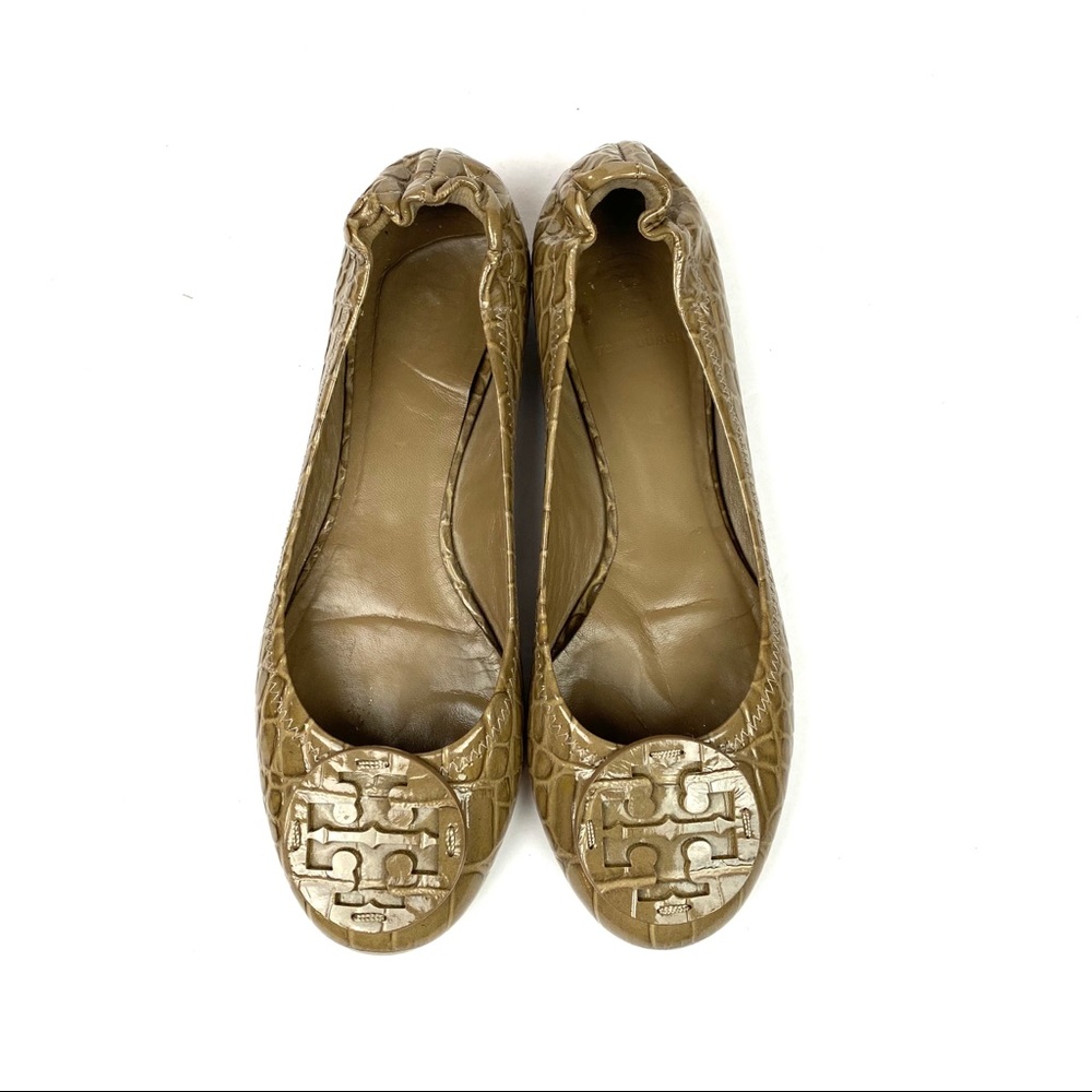 Tory Burch Reva Ballet Flats Snake Embossed Size 9